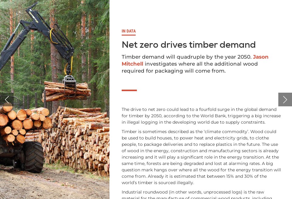 Net zero drives timber demand Inside Packaging Issue 66 December 2022