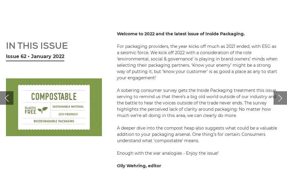 In this issue - Inside Packaging | Issue 62 | January 2022
