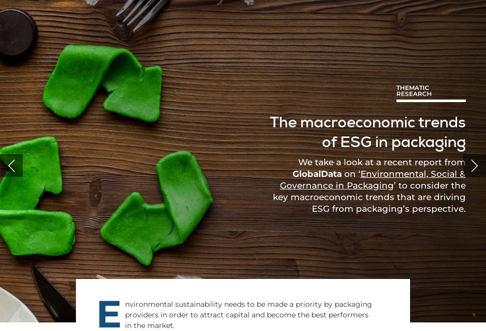 The macroeconomic trends of ESG in packaging - Inside Packaging | Issue ...