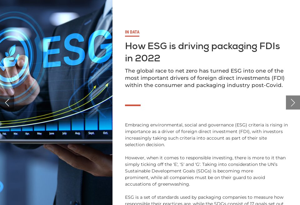 How ESG is driving packaging FDIs in 2022 - Inside Packaging | Issue 65 ...